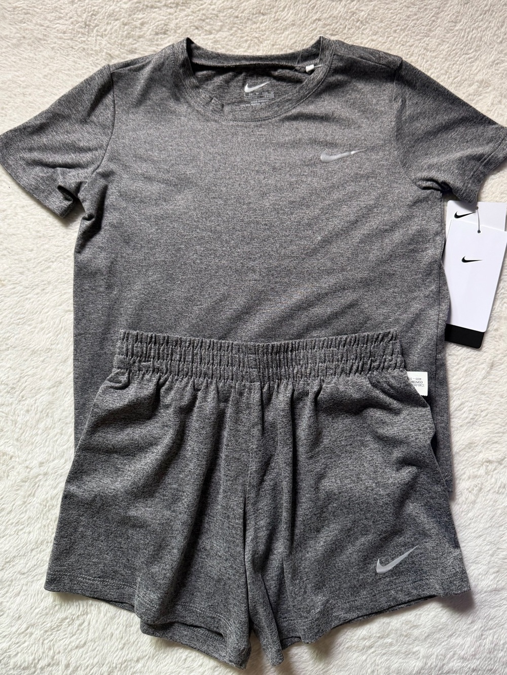 Nike Kids Gray Heather Athletic Tee and Shorts Set